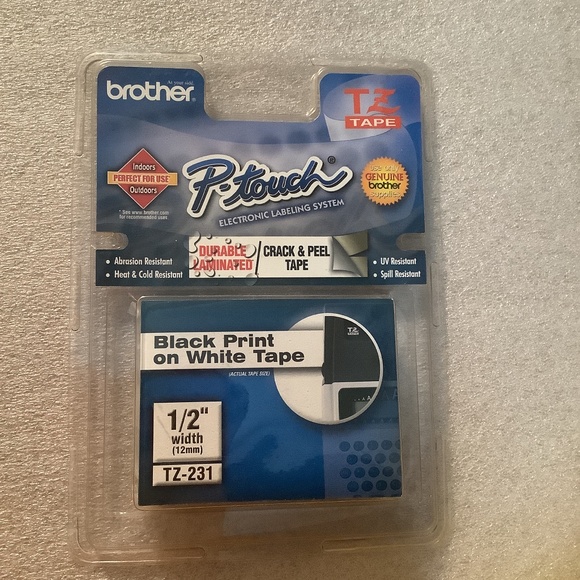 P-Touch Label Maker Tape TZ-2311/2" Black Print on White Tape - Picture 1 of 3